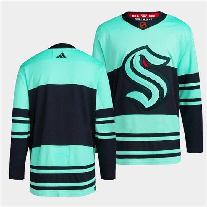 Men%27s Seattle Kraken Blank Ice Blue 2022-23 Reverse Retro Stitched Jersey Dzhi